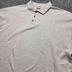 Vintage St Johns Bay Mens Polo Shirt Large Gray Cotton Everyday Work Wear Soft